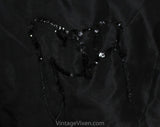 As Is Size 8 Antique Blouse - 1910s Early 1920s Black Silk Top - Shattered Weighted Silk & Gelatin Sequins - Bow Sash Waist - Bust 35