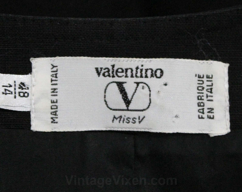 Size 12 Valentino Linen Dress - Beautiful Black Short Sleeve 80s Sheat ...