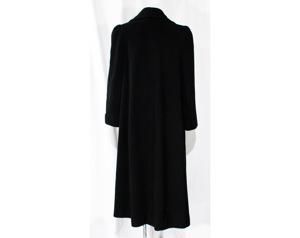 Size 10 Black Winter Coat - Designer 80s Overcoat by Pauline